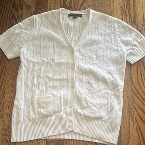 Brooks Brothers White Short Sleeve Cardigan